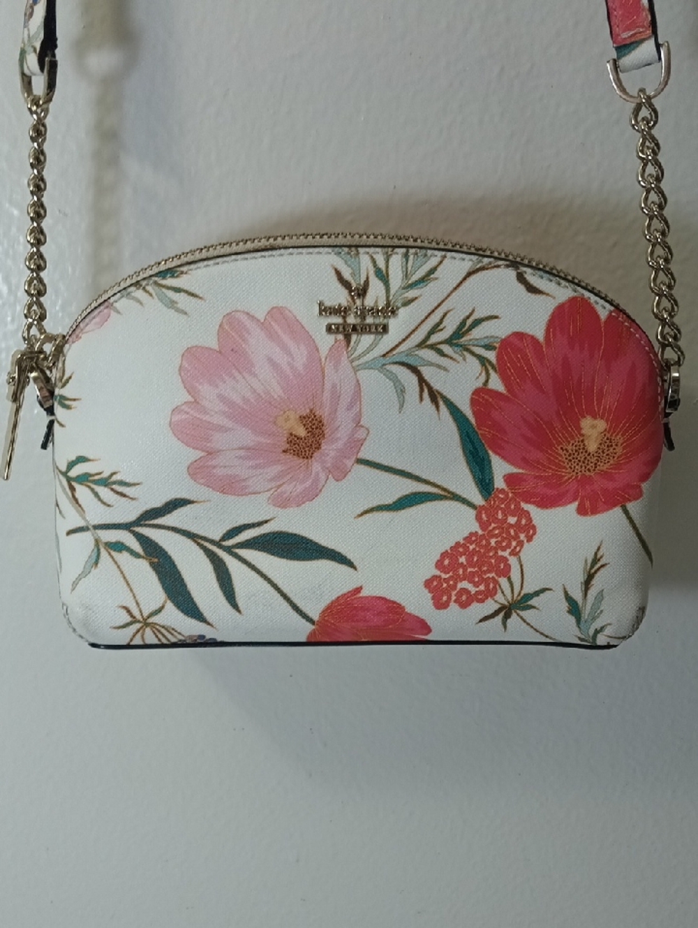 kate spade Floral Dome Crossbody in White, Pink & Red